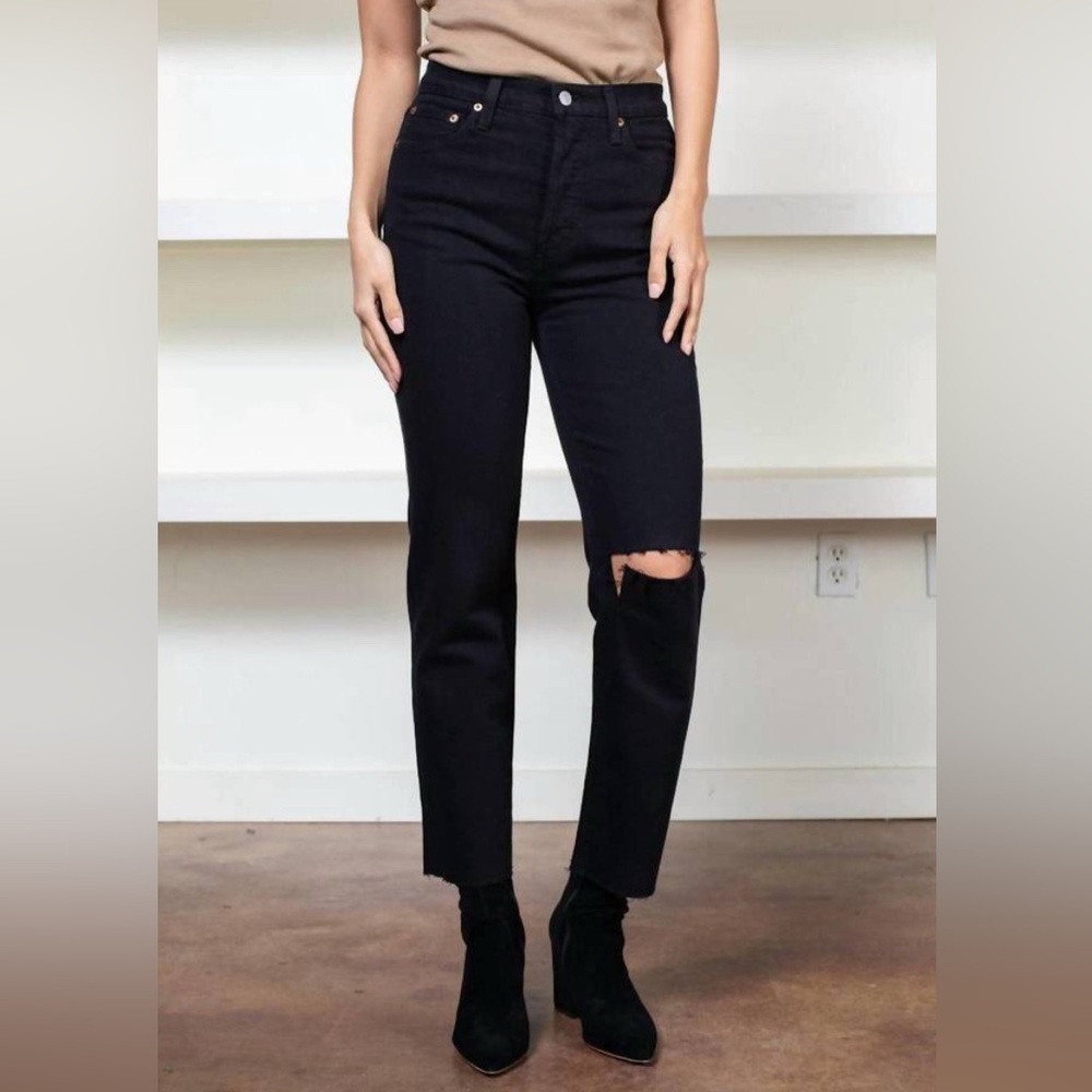 PISTOLA Black Charlie High Rise Classic Straight Leg Jeans in Waverly‎ Size 26